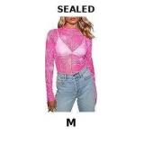 Women's Sheer Floral Long Sleeve Layering Top Ruff