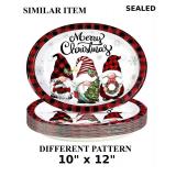 Grencian 50 PCS Christmas Oval Paper Plates