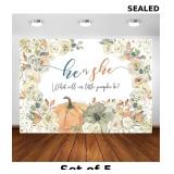 Avezano Fall Pumpkin Theme Gender Reveal Backdrop