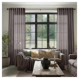 SHINELAND Espresso Brown Linen Sheer Curtains