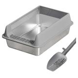 Stainless Steel Semi Enclosed Cats Litter Box