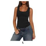 Fitted sleeveless ribbed tank tops