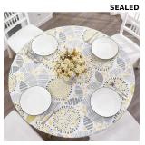 Walrus Round Vinyl Fitted Tablecloth