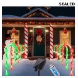Set of 10 solar-powered candy cane lights
