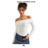 SUUKSESS Women Off the Shoulder Bodysuit Short Sle