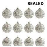 Set of 12 silver mercury glass Christmas ball orna