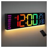 8 Colors Digital Wall Clock