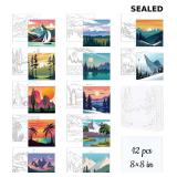 12 Pcs Pre Drawn Canvas for Painting Set Printed t