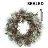FINECASA 24 Inch Red Berry Christmas Wreath