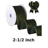 This 2-1/2 inch moss green velvet ribbon