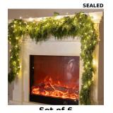 6x 6FT Christmas Garland with 9.8FT LED String...