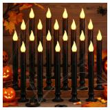 Set of 20 black flameless taper candles