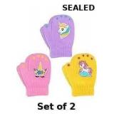 2x Set of 3 pairs of knitted mittens for toddlers