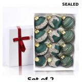 12Pcs Green Satin Christmas Ball Ornaments, 3.15 L