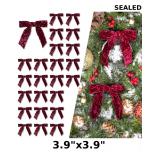 Set of 24 burgundy crinkled velvet bows