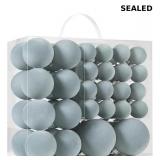 Set of 46 velvet Christmas ball ornaments in gray