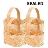 Set of 4 hand-woven wicker baskets with handles