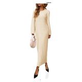 Saodimallsu Womens Long Sleeve Midi Sweater Dress
