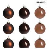 Set of 9 brown glass Christmas ball ornaments