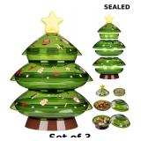 3x Christmas Candy Dish with Lid