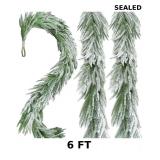 Snow Flocked Norfolk Pine Garland, 6 FT
