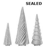 Set of 3 silver Christmas tree figurines with glit