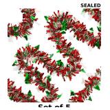 5x 65 Feet Christmas Tinsel Garland