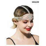 SWEETV 1920s Flapper Headband features a rhineston