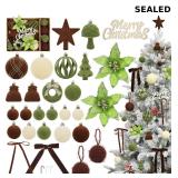 Set of 38 velvet Christmas ornaments in brown