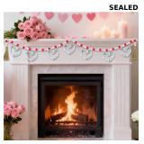 5ft Rattan Heart Garland with rustic wood bead