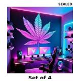 4x Gradient Leaf Wall Decal Colorful Botanical Art