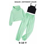 Girls 3 Piece Outfits Sweatsuit Long Sleeve Hoodie