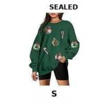 JINTING Sequined Christmas Sweatshirt Women Xmas