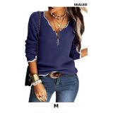 Hongqizo Women's V Neck Long Sleeve Sweater