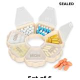 6x FAHZON's Enlarged Weekly Pill Organizer x6
