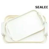 Set of 3 stackable plastic serving trays