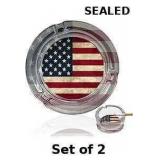 2x Transparent glass ashtray with a rustic...