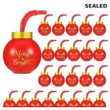24 Pcs Christmas Ball Cups with Straw and Lid