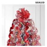 Red Metallic Glitter Topper Bow for Christmas Tree