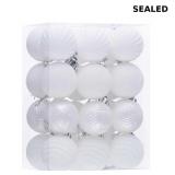 Set of 24 white shatterproof 1.6-inch ball ornamen