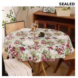 Walrus Round Vinyl Tablecloth with Flannel Backing