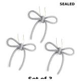 Christmas Bow Ornaments 2025, 3Pcs Silver Bow x3
