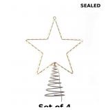 4x Kurt Adler 13-Inch Metal Lighted LED Star...