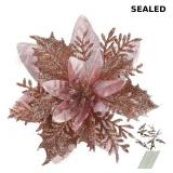 Set of 12 glitter poinsettia artificial flowers