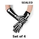 Long skeleton Halloween costume gloves,