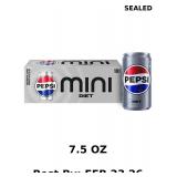 Diet Pepsi Soda, 7.5 Ounce Mini Cans 10 Pack