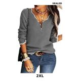Hongqizo Women's V Neck Long Sleeve Sweater