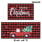 2x SHACOS Christmas Red Truck Kitchen Rugs Set...