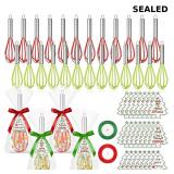 Set of 24 Christmas-themed 10-inch silicone whisks