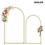 Set of 2 gold metal wedding arch backdrop stands